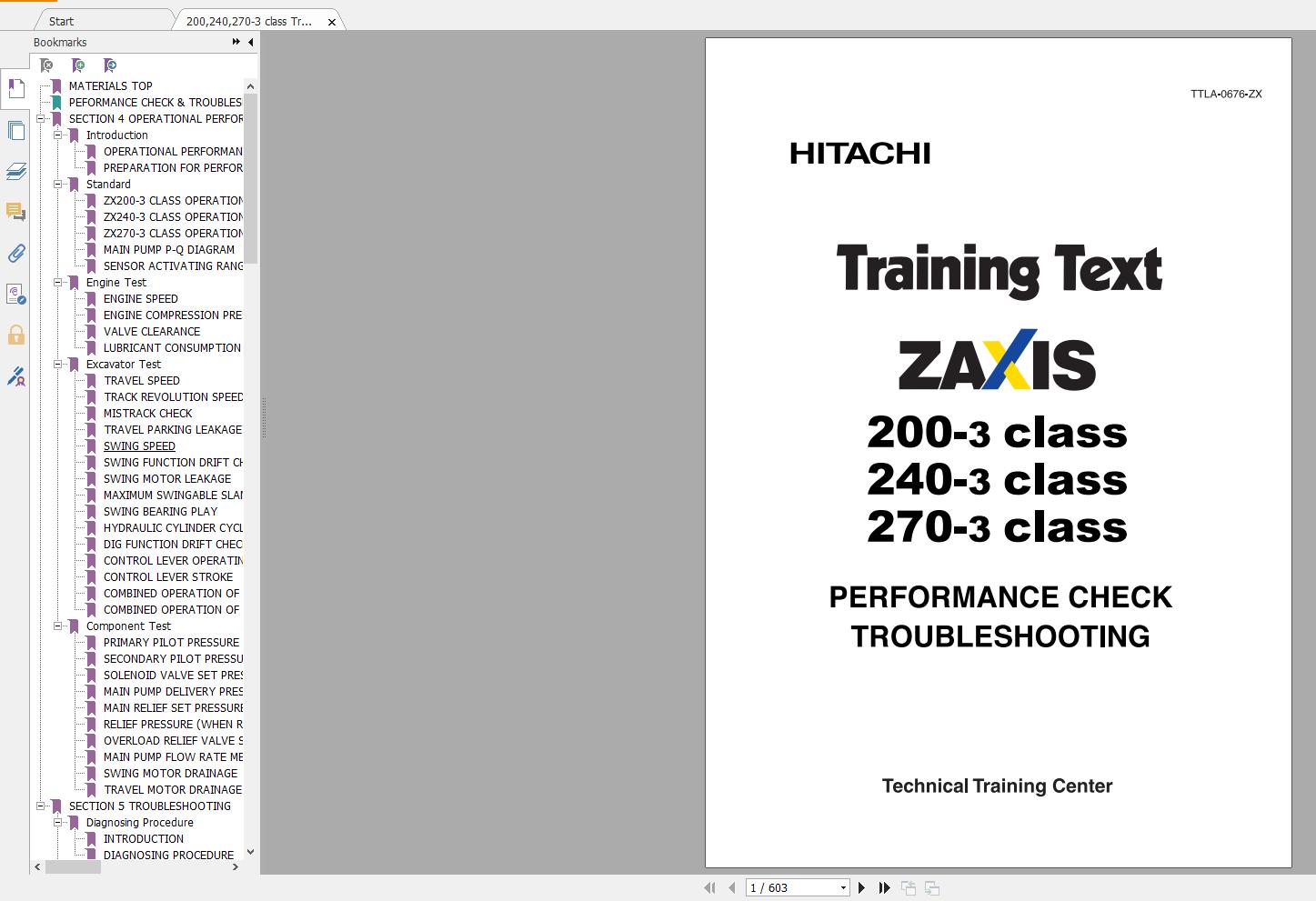 Hitachi Zaxis 200240270 3 class 6