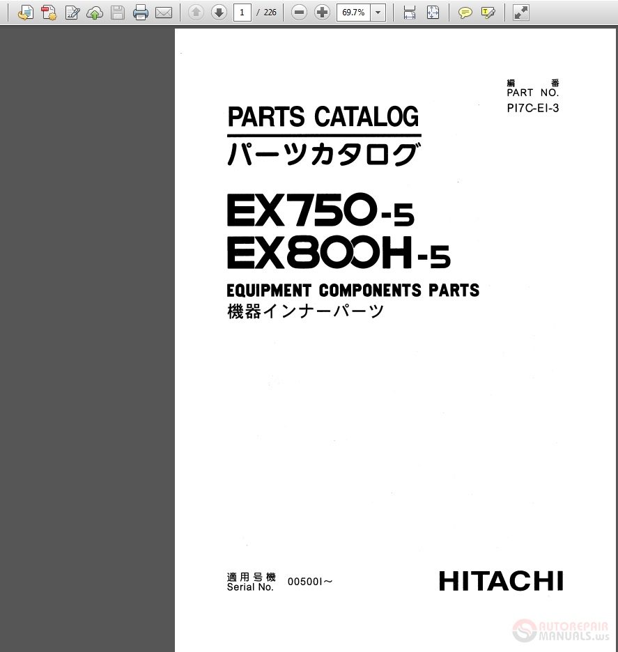 Hitachi EX750 5 EX800H 5 PI7C EI 3 Parts Catalog 1