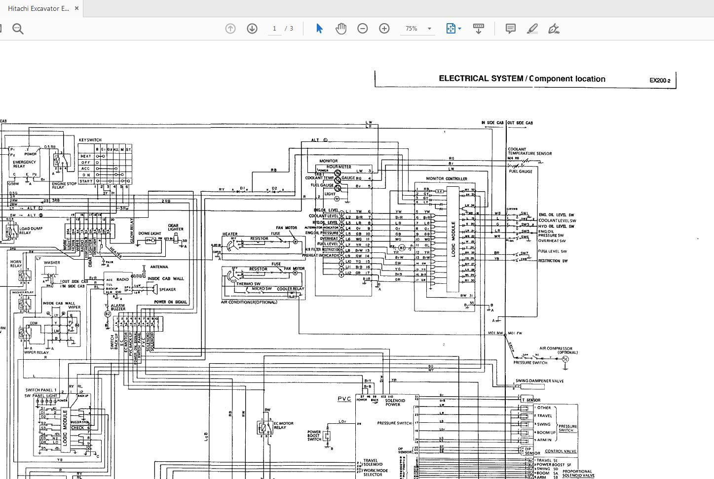 Hitachi Excavator EX200 2 Electrical System 4