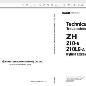 Hitachi Hybrid Excavator ZH210210LC A Technical Manual TTDCF EN 0020140806 1