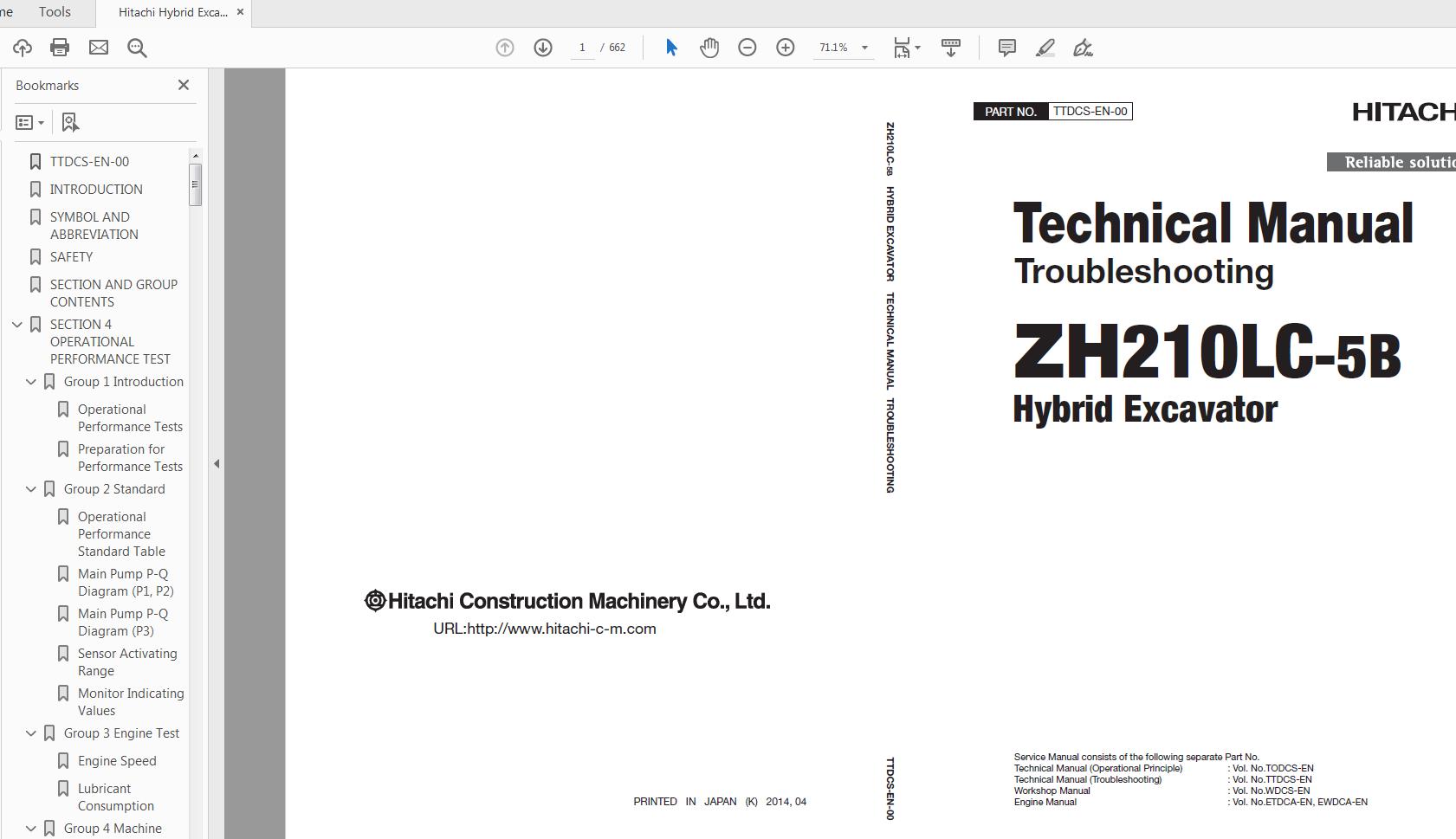 Hitachi Hybrid Excavator ZH210LC 5B Technical Manual TTDCS EN 0020160531 1