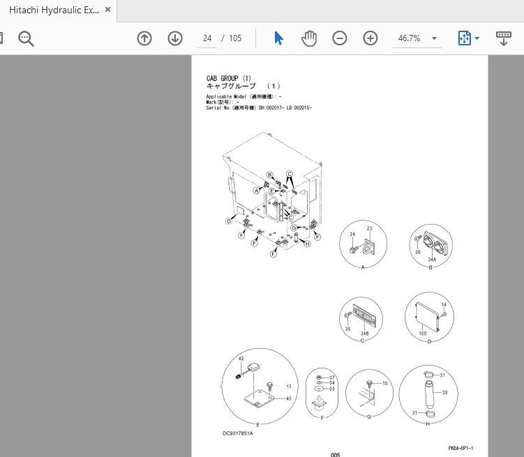 Hitachi Hydraulic Exacavator EX2600 6 Parts Catalog PKBA OP1 1 2
