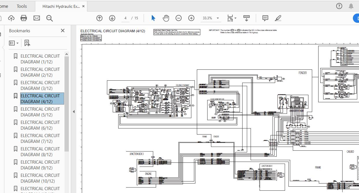 Hitachi Hydraulic Exacavator EX2600 7 EX2600 7B EX3600 7B Electrical Circuit Diagram TTKEA90 EN 00 2