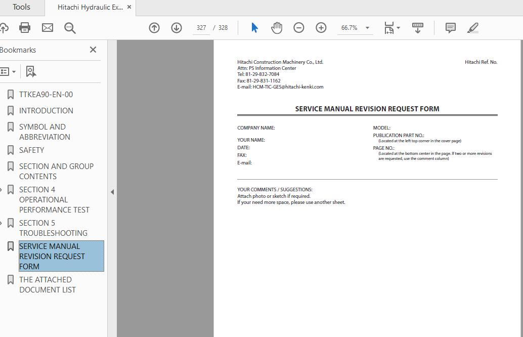 Hitachi Hydraulic Exacavator EX2600 7 Technical Manual TTKEA90 EN 00 4