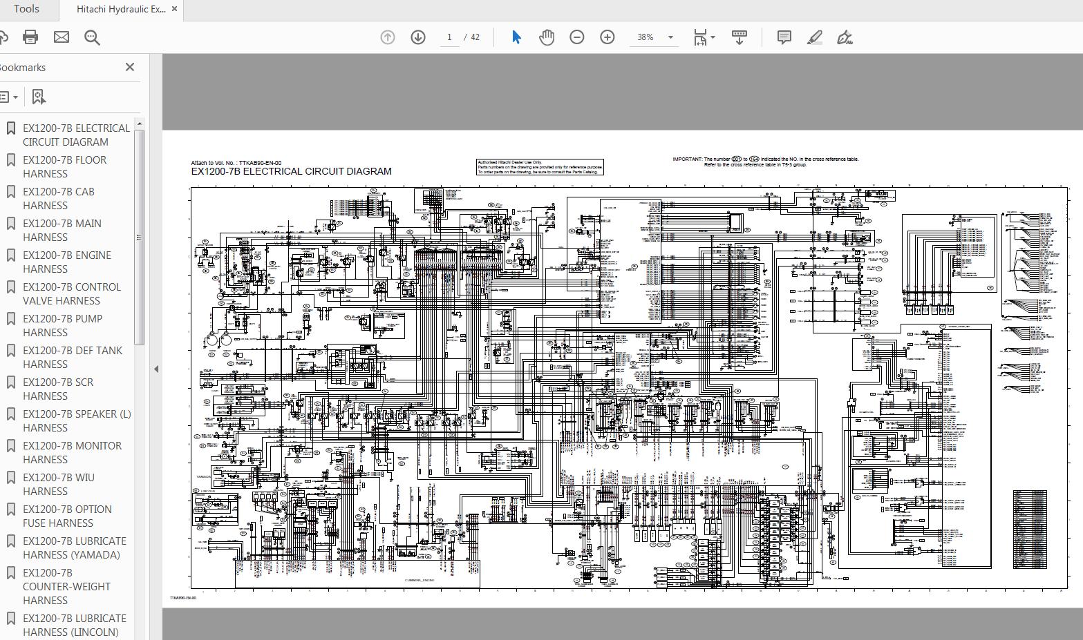 Hitachi Hydraulic Excavator EX1200 7B Circuit Diagram TTKAB90 EN 00 1