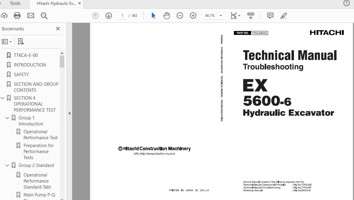 Hitachi Hydraulic Excavator EX5600 6 Technical Manual TTKCA E 00201130604 1