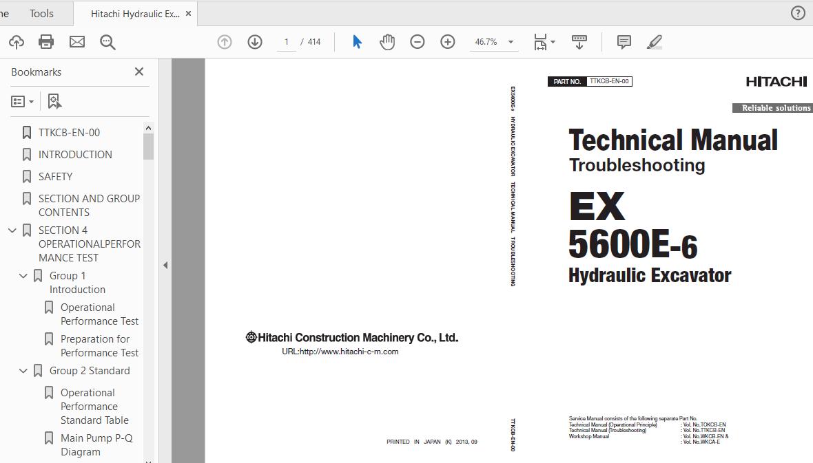 Hitachi Hydraulic Excavator EX5600E 6 Technical Manual TTKCB EN 00 1