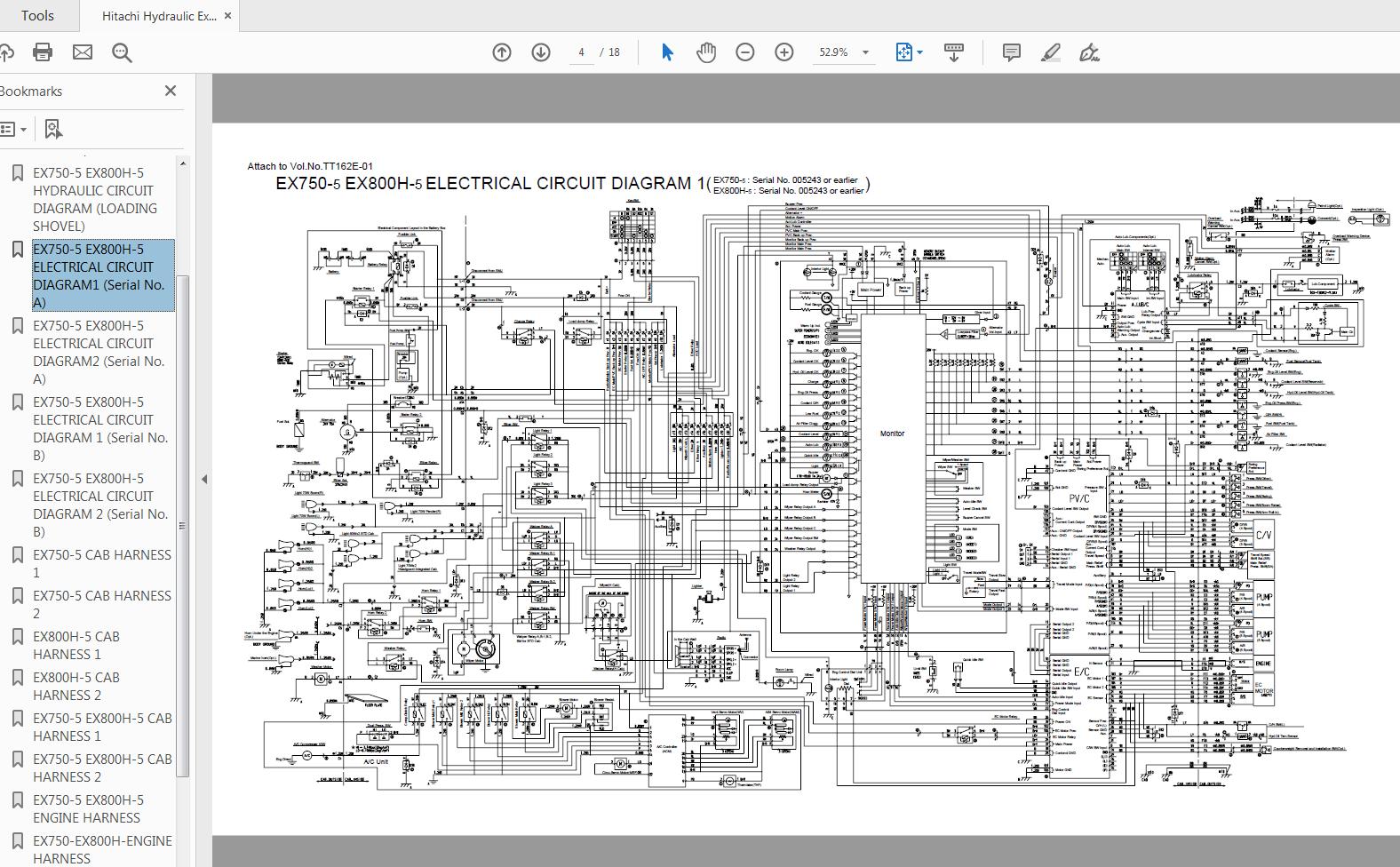 Hitachi Hydraulic Excavator EX750EX800H 5 Hydraulic Circuit Diagram 2