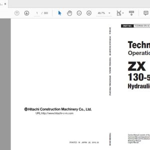 Hitachi Hydraulic Excavator ZX130 5A TODAK90 EN 00 Technical Manual 1 1