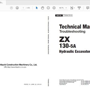 Hitachi Hydraulic Excavator ZX130 5A TTDAK90 EN 00 Technical Manual 1