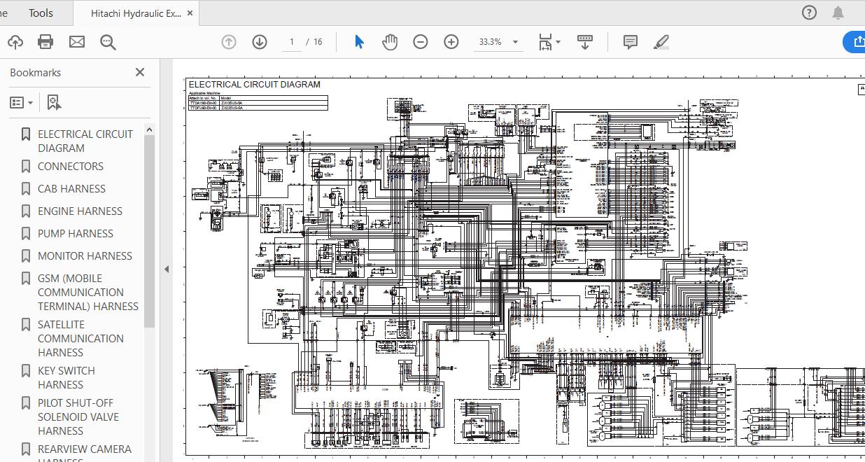 Hitachi Hydraulic Excavator ZX135US 5A TTDAY90 EN 00 Circuit Diagram 1 2