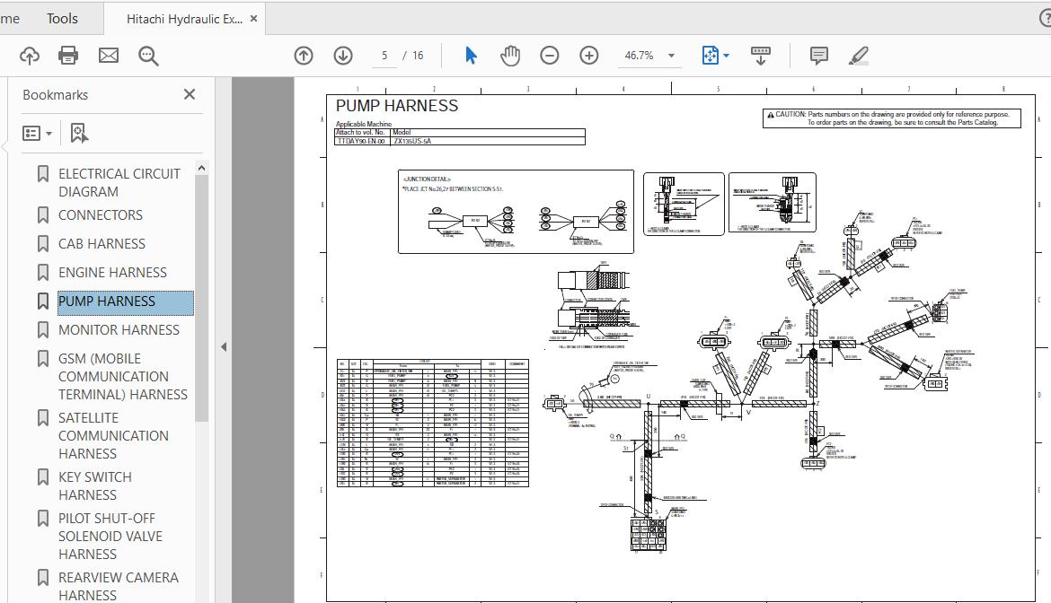 Hitachi Hydraulic Excavator ZX135US 5A TTDAY90 EN 00 Circuit Diagram 2 1