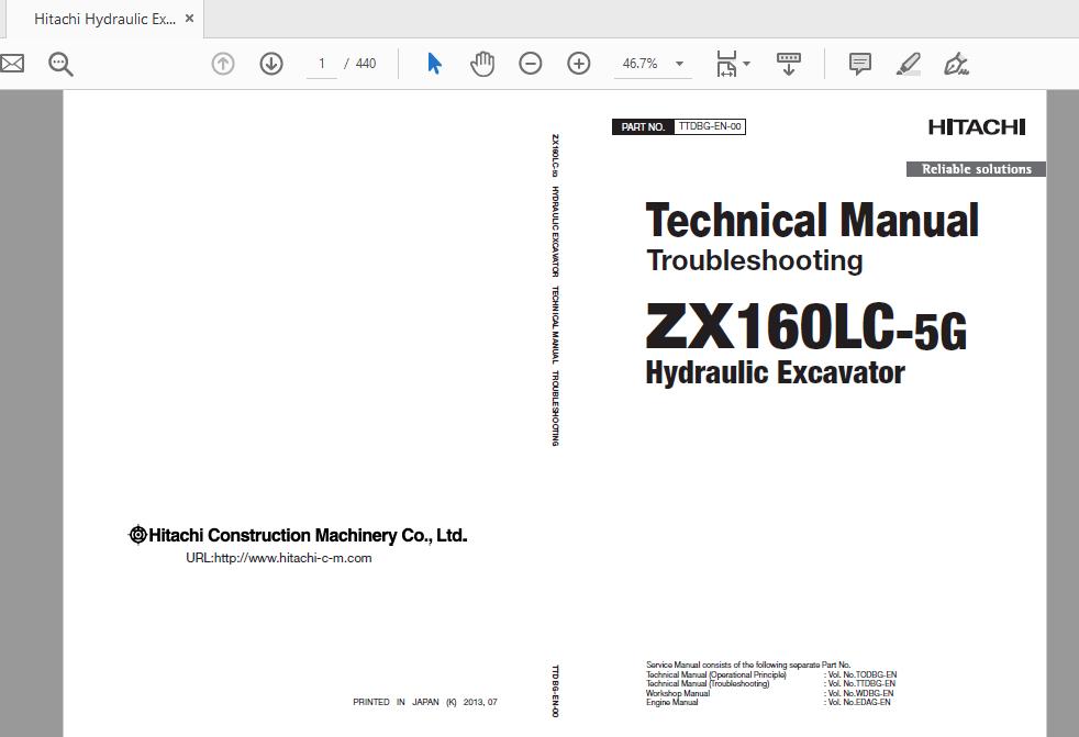 Hitachi Hydraulic Excavator ZX160LC 5G TTDBG EN 00 Technical Manual20150331 1