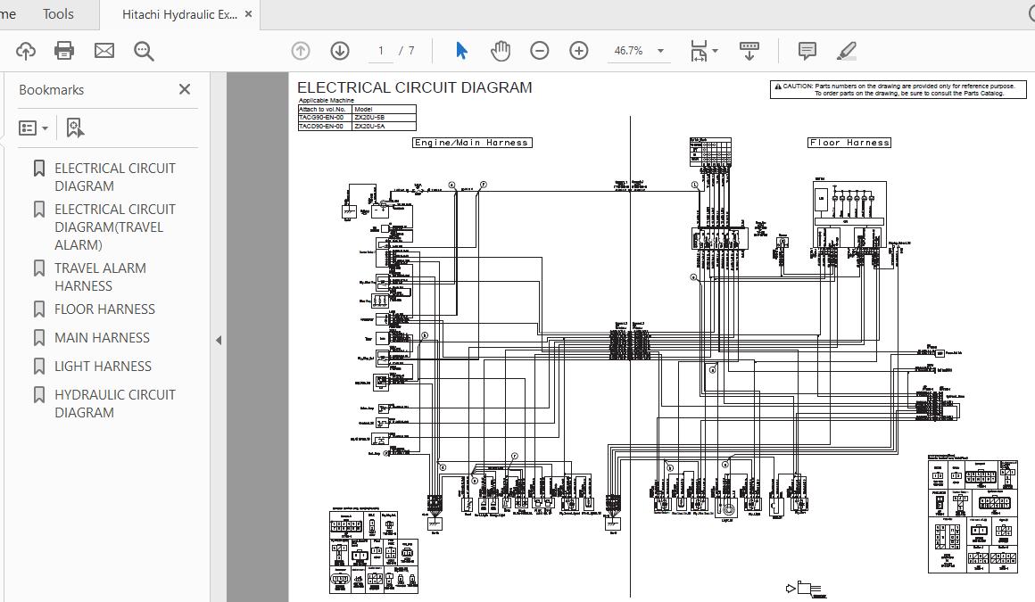 Hitachi Hydraulic Excavator ZX20 5A5B TACG90TACD90 EN 00Circuit Diagram 1 1