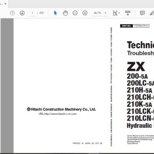 Hitachi Hydraulic Excavator ZX200200LC210HKLCHLCKLCN 5A TTDCX90 EN 01 Technical ManualTroubleshooting 1