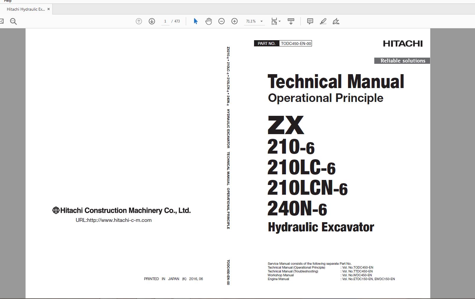Hitachi Hydraulic Excavator ZX210210LC210LCN240N 6 Technical Workshop ManualCircuit Diagram 1
