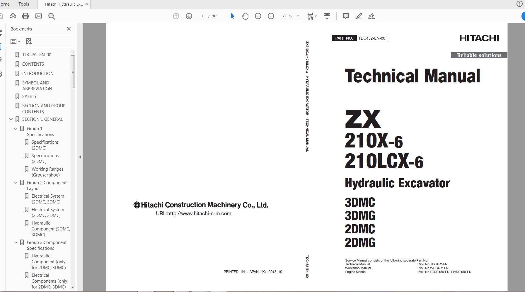 Hitachi Hydraulic Excavator ZX210X210LCX 6 Technical Workshop ManualCircuit Diagram 1
