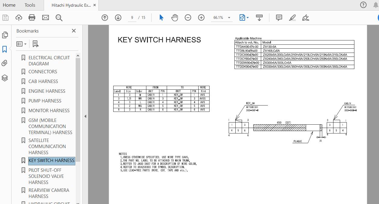 Hitachi Hydraulic Excavator ZX240240LC250HKLCHLCK 5A TTDCY90 EN 00Circuit Diagram20160315 3