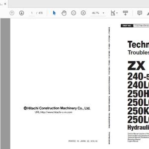 Hitachi Hydraulic Excavator ZX240240LC250HKLCHLCK 5A TTDCY90 EN 00 Technical ManualTroubleshooting20170426 1