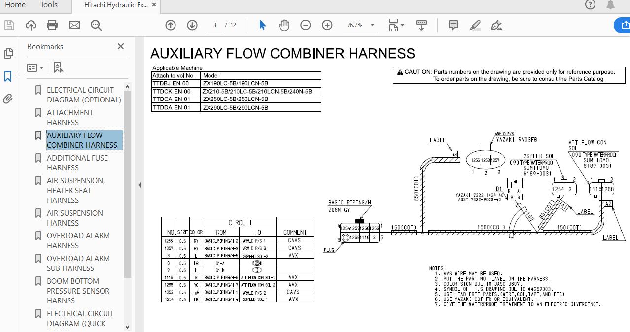 Hitachi Hydraulic Excavator ZX290LCLCN 5B TTDDA EN 01Circuit DiagramOptional 2