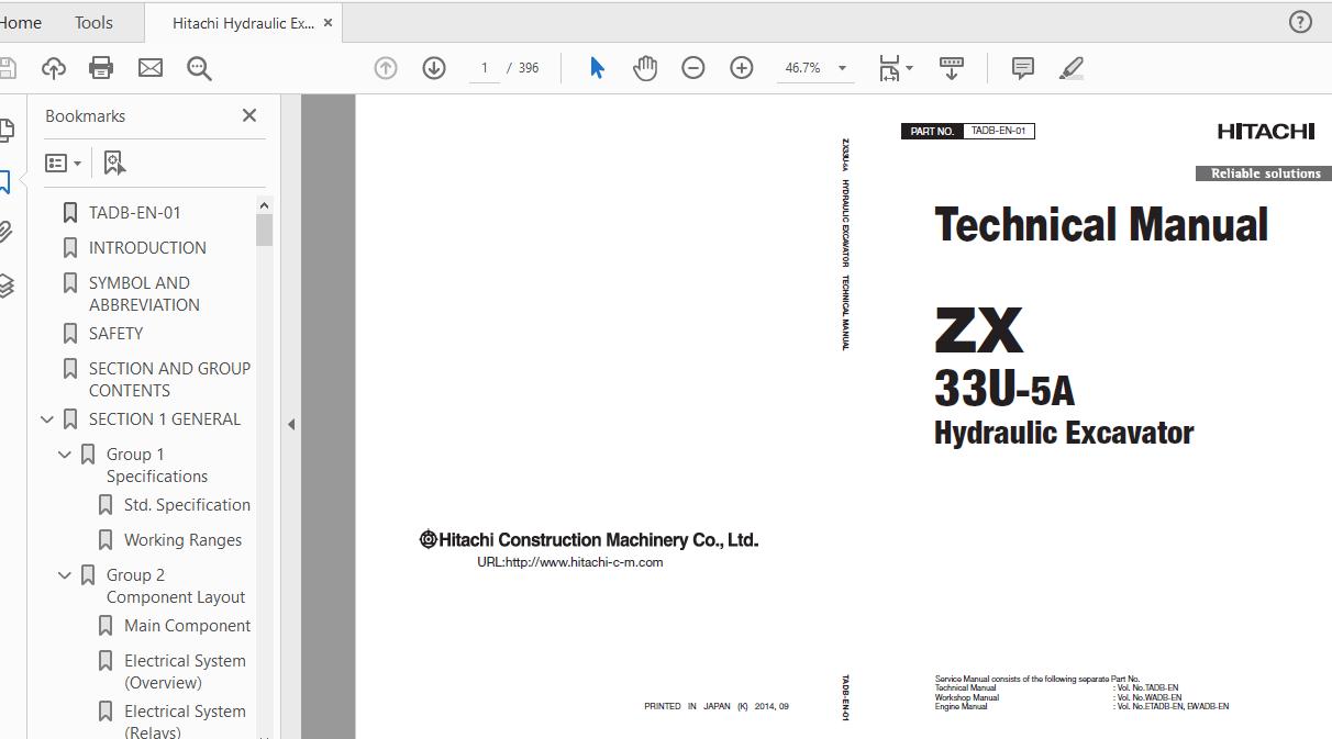 Hitachi Hydraulic Excavator ZX33U 5A TADB EN 01 Technical Manual20170130 1