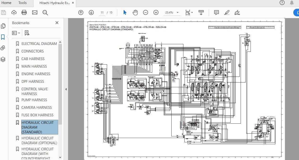 Hitachi Hydraulic Excavator ZX470470LCHRLCHLCR520LCH 5B TTJAA EN 00Circuit Diagram20160225 4
