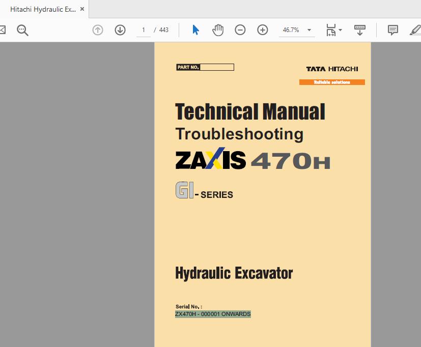 Hitachi Hydraulic Excavator ZX470H GI Series Technical ManualTroubleshooting 1