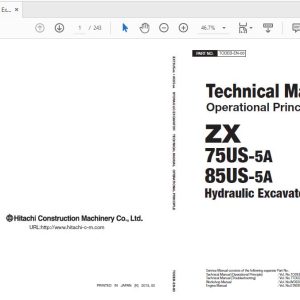 Hitachi Hydraulic Excavator ZX75US85US 5A TODEB EN 00 Technical Manual20170324 1