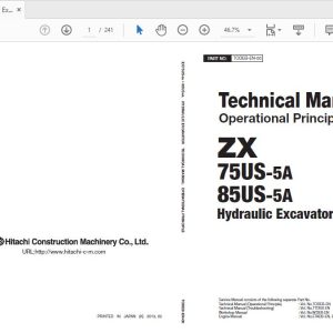Hitachi Hydraulic Excavator ZX75US85US 5A TODEB EN 00 Technical Manual 1