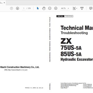 Hitachi Hydraulic Excavator ZX75US85US 5A TTDEB EN 00 Technical Manual20180207 1