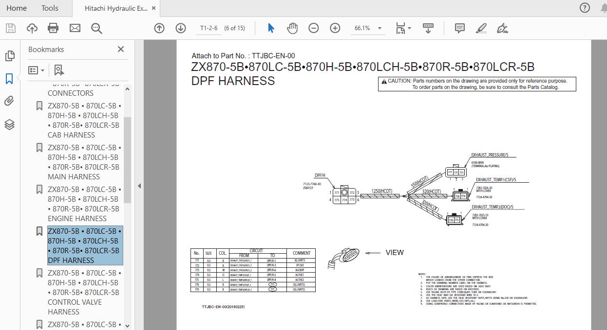 Hitachi Hydraulic Excavator ZX870870LCHRLCHLCR 5B TTJBC EN 00Circuit Diagram20160225 3