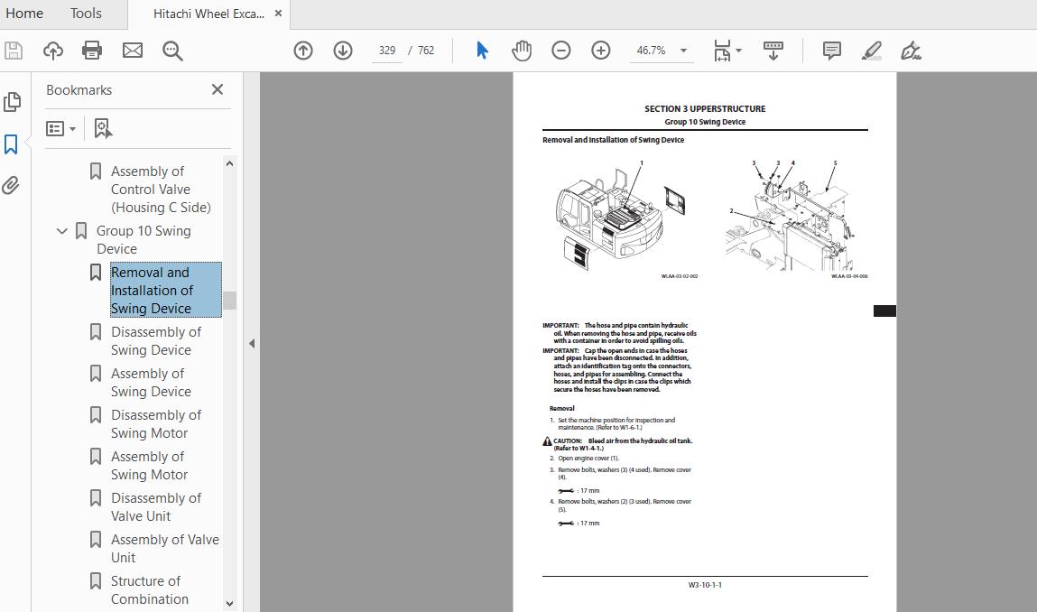 Hitachi Wheel Excavator ZX140W 5B WLAA EN 00 Workshop Manual 2 1