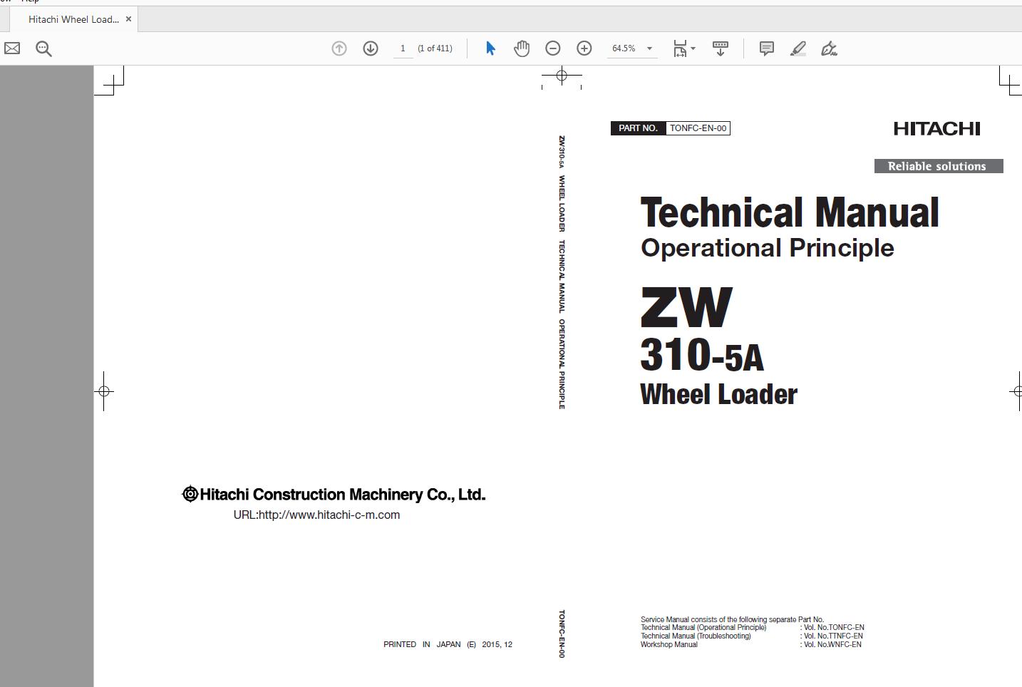 Hitachi Wheel Loader ZW310 5A Technical Manual Circuit Diagram 1