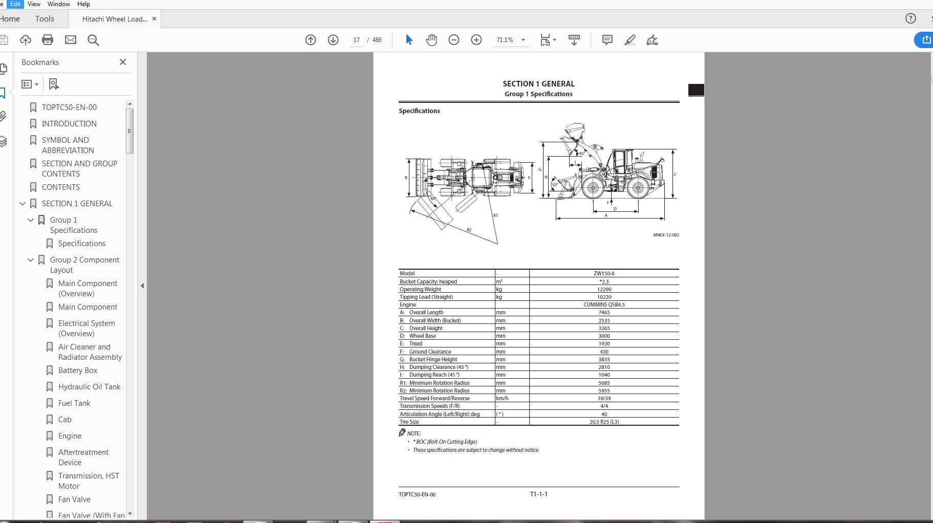 Hitachi Wheel Loader ZW 150 6 Technical Workshop ManualCircuit Diagram 6