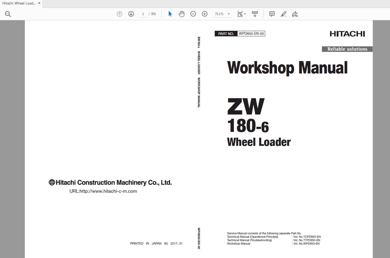 Hitachi Wheel Loader ZW 180 6 Technical Workshop ManualCircuit Diagram 6