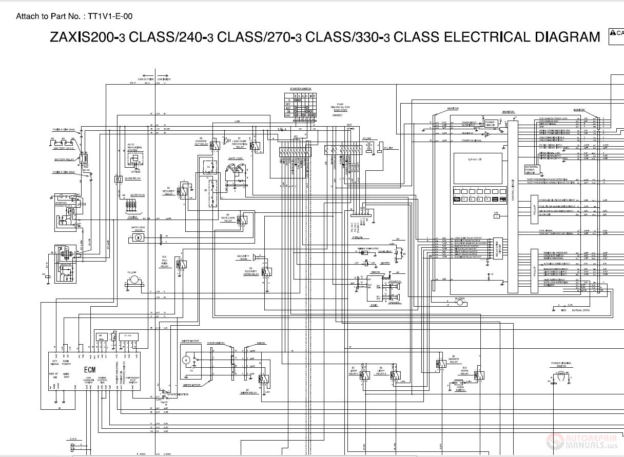 Hitachi Zaxis200 3 330 3 Class TT1V7 E 00circuit Electrical Diagram