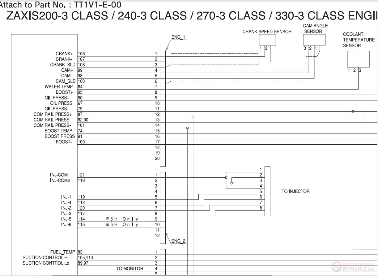 Hitachi Zaxis200 3 330 3 Class TT1V7 E 00circuit Electrical Diagram 2