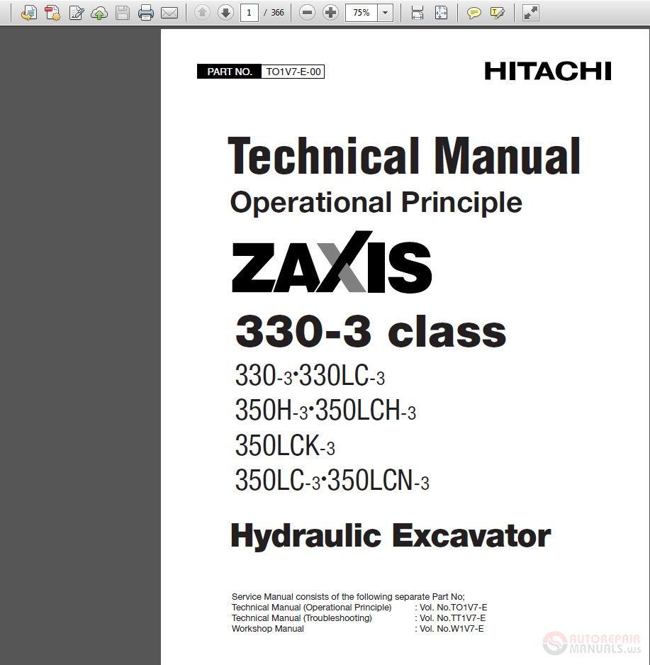 Hitachi Zaxis330 3 350LCK 3 Class TO1V7 E 00 Technical Manual 1
