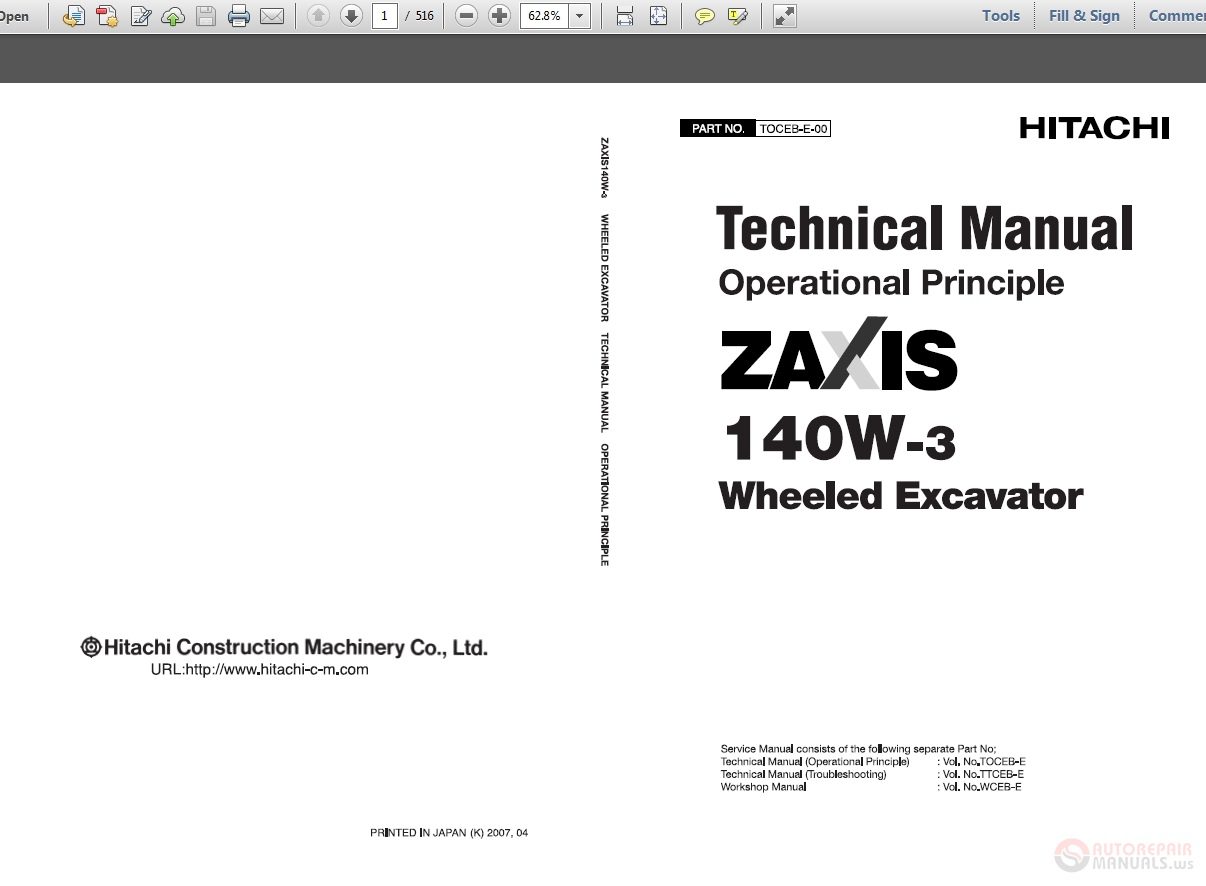 Hitachi Zaxis 140W 3 TOCEB E 00 Technical Manual 1