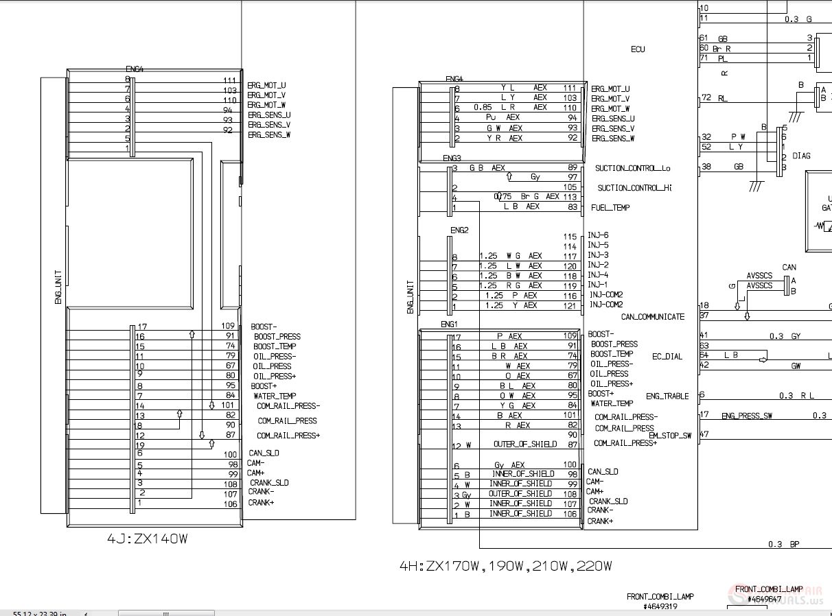 Hitachi Zaxis 140W   220W 3 TTCEB E 00 Electrical Circuit Diagram 2
