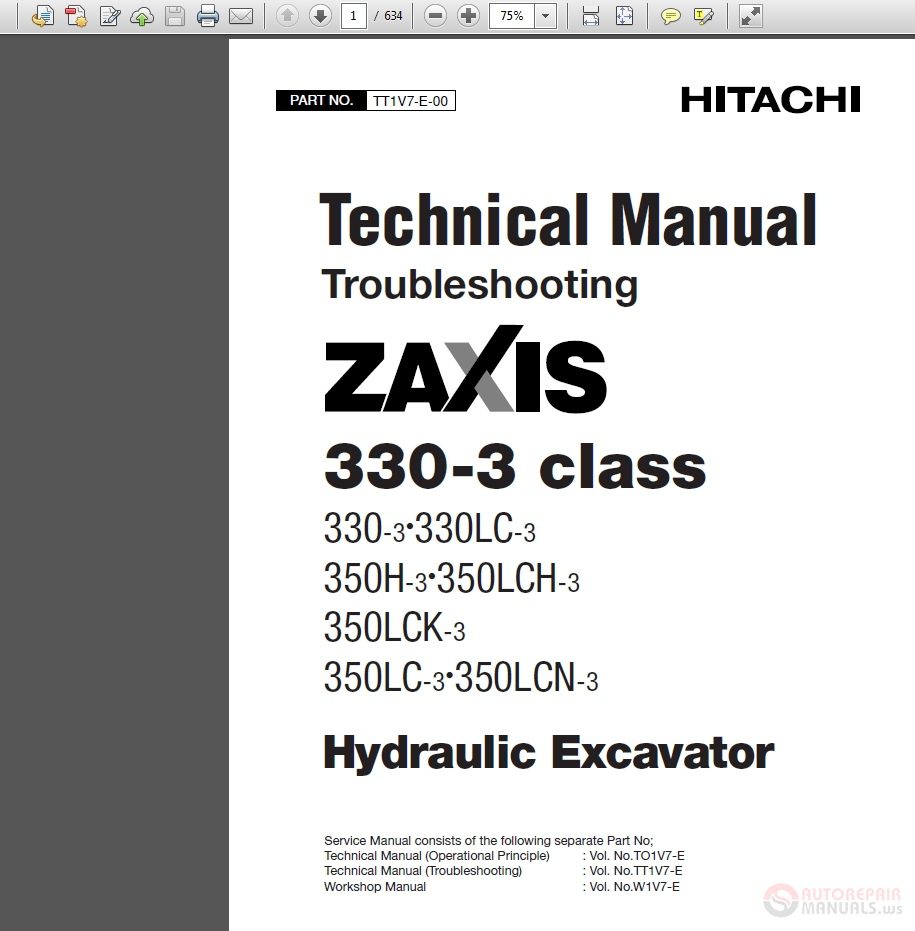 Hitachi Zaxis 330 3 350LCN 3 Class TT1V7 E 00 Technical Manual 1