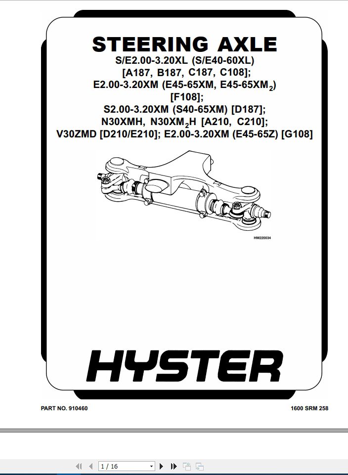 Hyster Forklift Class 2 D210 V30ZMD Electric Motor Narrow Aisle Trucks Repair Manuals 2