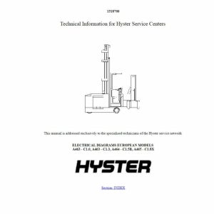 Hyster Forklift Class 2 Electric Motor Narrow Aisle Trucks A465 C18X V40XMU Service Manuals 1