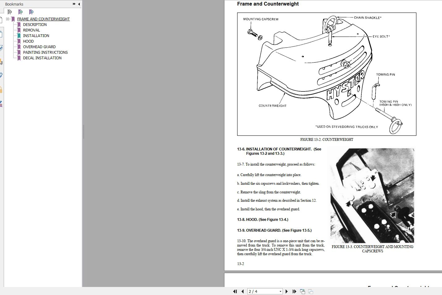 Hyster Forklift Class 5 Internal Combustion Engine Trucks D003 H30 60H Service ManualsEU 4