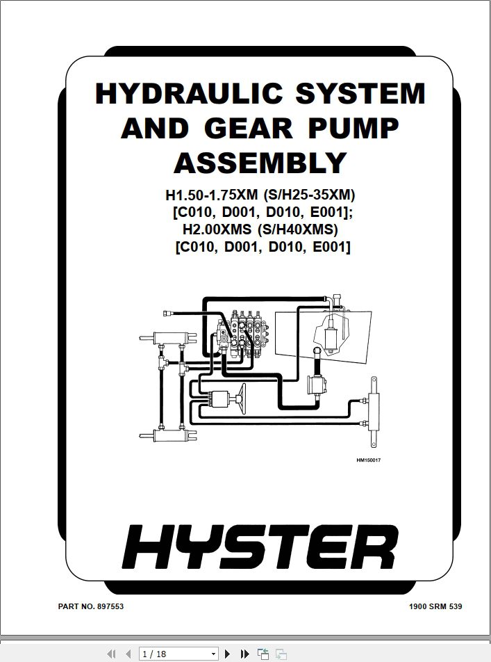 Hyster Forklift Class 5 Internal Combustion Engine Trucks E001 H25 40XM H40XMS Service Manuals 3
