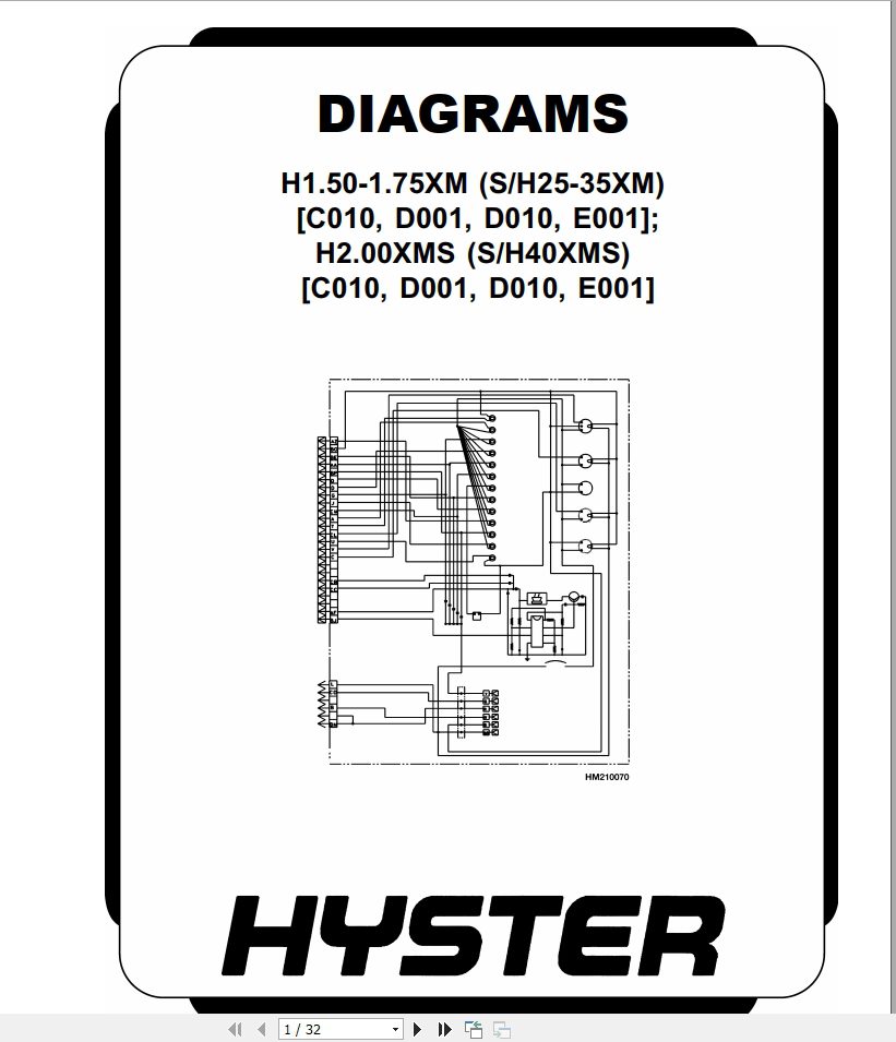 Hyster Forklift Class 5 Internal Combustion Engine Trucks E001 H25 40XM H40XMS Service Manuals 4