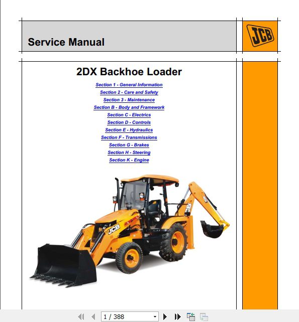 JCB Backhoe Loader 2DX BSIII India Service Manual 1