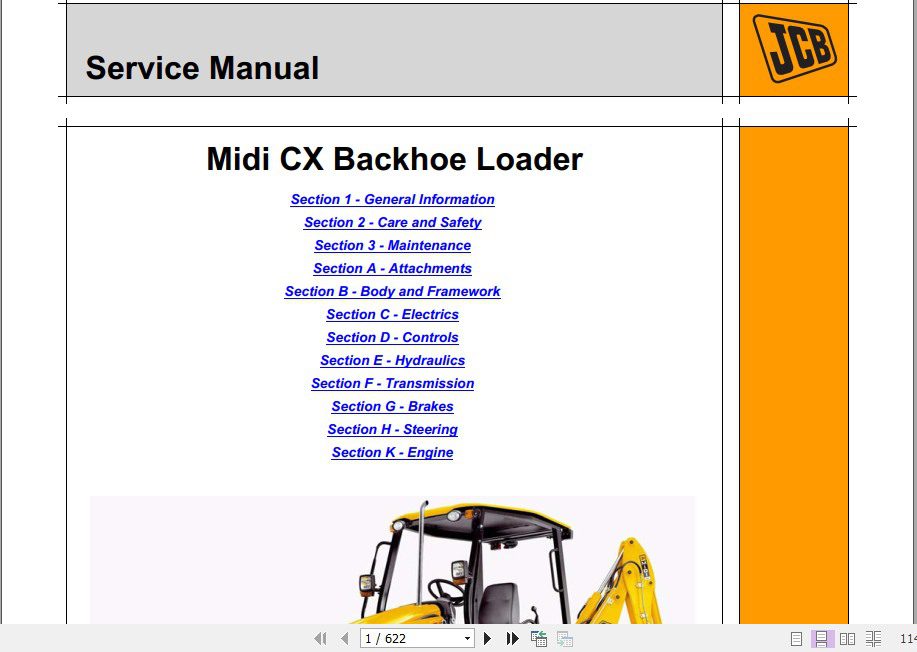JCB Backhoe Loader Midi CX Service Manual 1