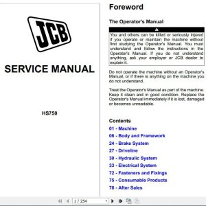 JCB Drivetrain HS750 Service Manual 1