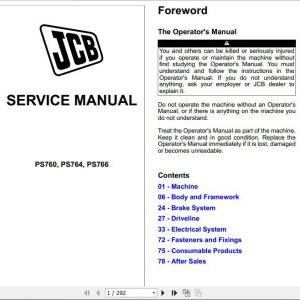 JCB Drivetrain PS760 PS764 PS766 Service Manual 1